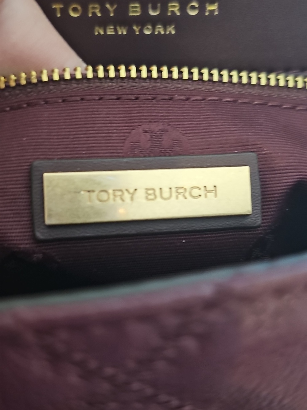 Tory Burch Quilted Willa Leather Shoulder Bag - Wine/claret with Gold Hardware - Picture 14 of 15
